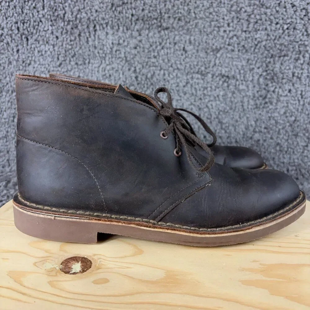 Clarks Bushacre 2 Desert Chukka Boots Mens Size 9 Brown Leather Lace Up Shoe